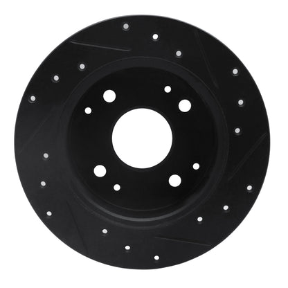 R1 Concepts R1 95-98 Acura TL Rear Left Drilled & Slotted Black Brake Rotor