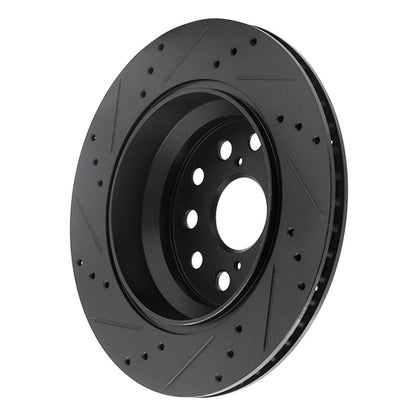 R1 Concepts R1 07-17 Lexus LS460 Rear Right Drilled & Slotted Black Brake Rotor