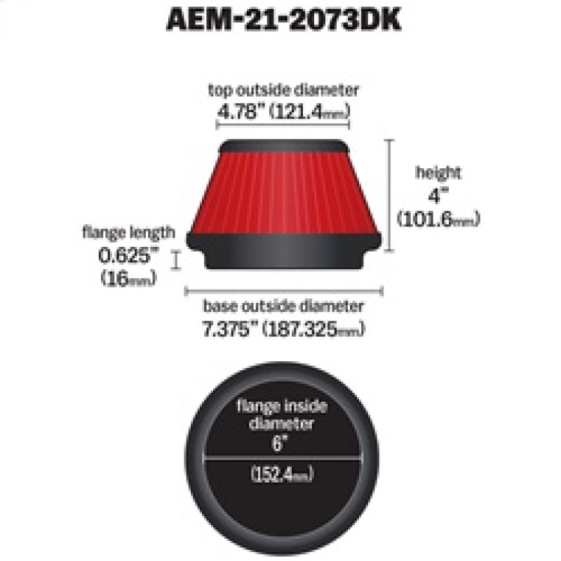 AEM Induction AEM 5 in x 5 in Dryflow Air Filter
