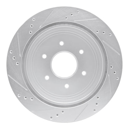 R1 Concepts R1 17-24 Nissan Titan Rear Right Drilled & Slotted Silver Brake Rotor