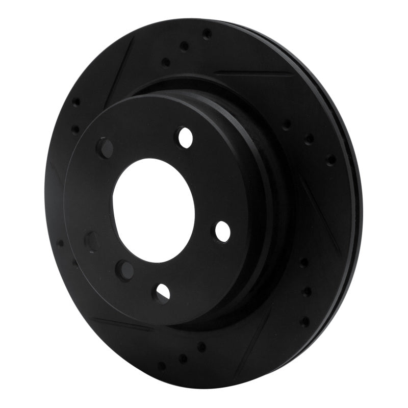 R1 Concepts R1 96-05 BMW 323I Rear Left Drilled & Slotted Black Brake Rotor