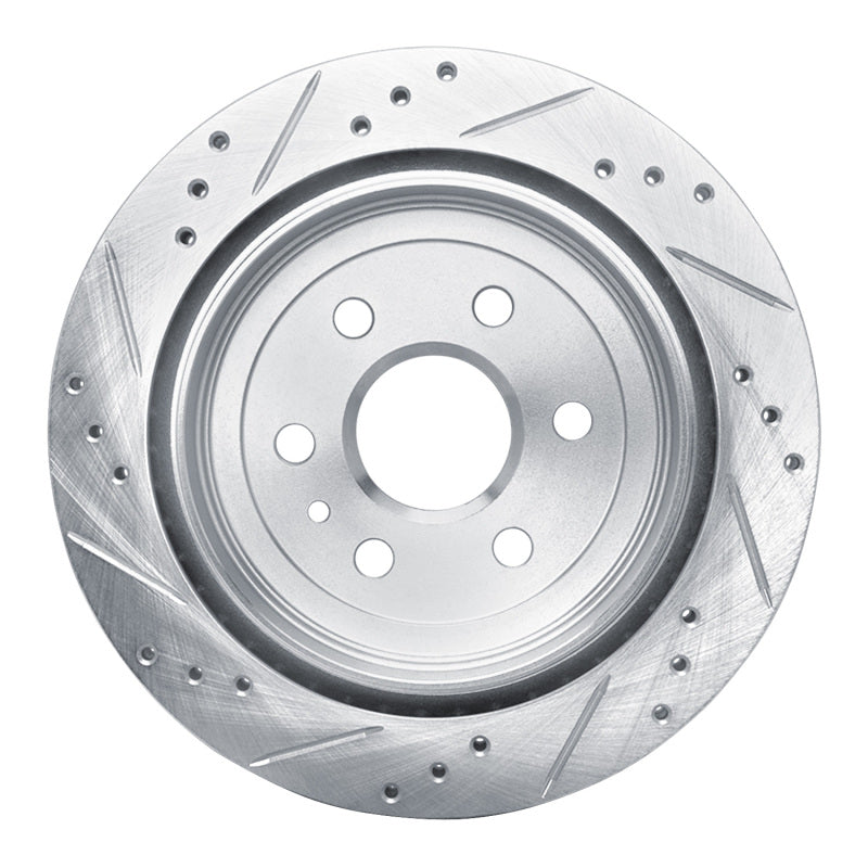 R1 Concepts R1 10-16 Cadillac SRX Rear Right Drilled & Slotted Silver Brake Rotor