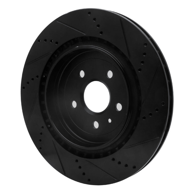 R1 Concepts R1 09-24 Cadillac CTS Rear Left Drilled & Slotted Black Brake Rotor