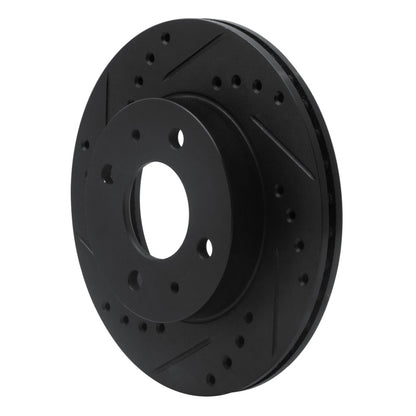 R1 Concepts R1 86-17 Nissan NX Front Left Drilled & Slotted Black Brake Rotor