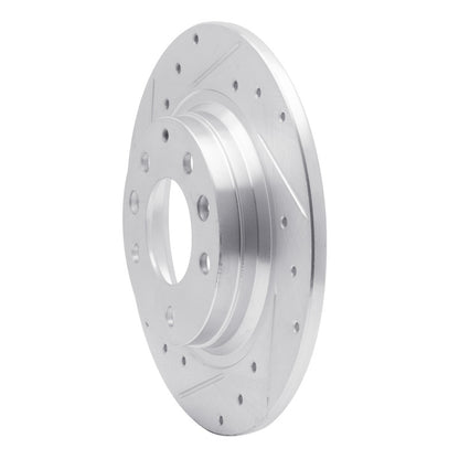 R1 Concepts R1 98-15 Ford Fusion Rear Left Drilled & Slotted Silver Brake Rotor