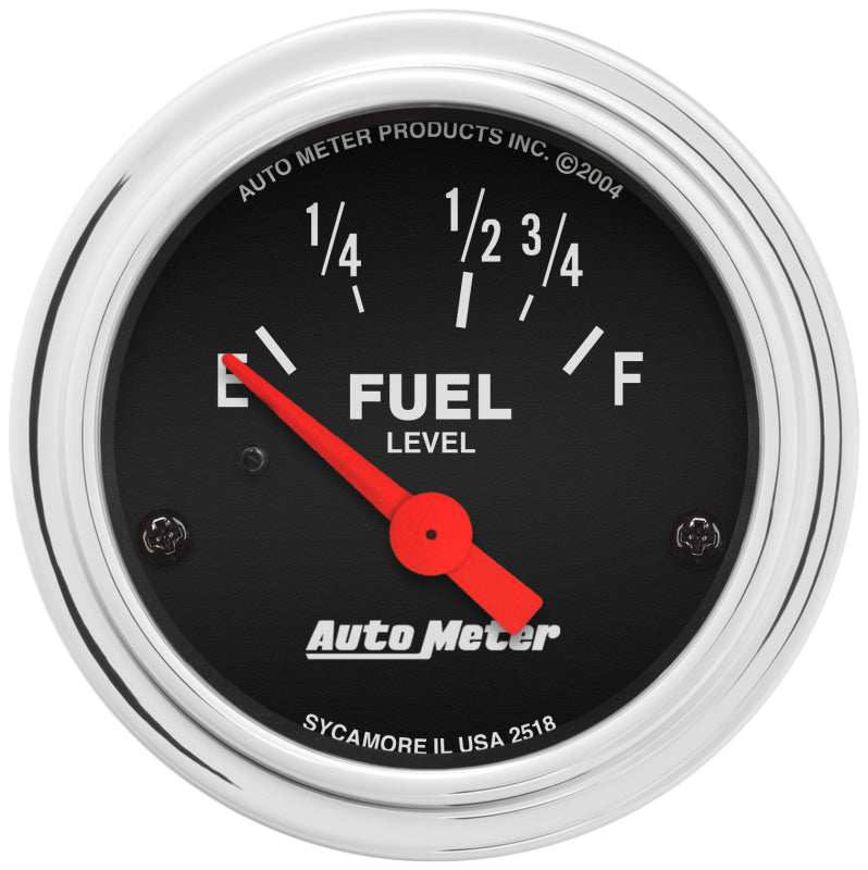 AutoMeter Gauge Fuel Level 2-1/16in. 16 Ohm(e) to 158 Ohm(f) Elec Traditional Chrome