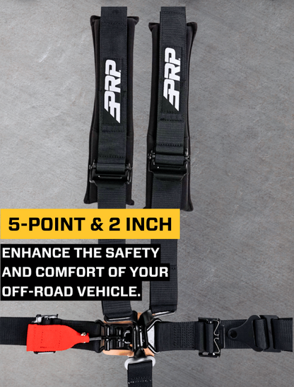 PRP Seats PRP 5.2 Harness with Shoulder Straps Sewn to Lap- Black