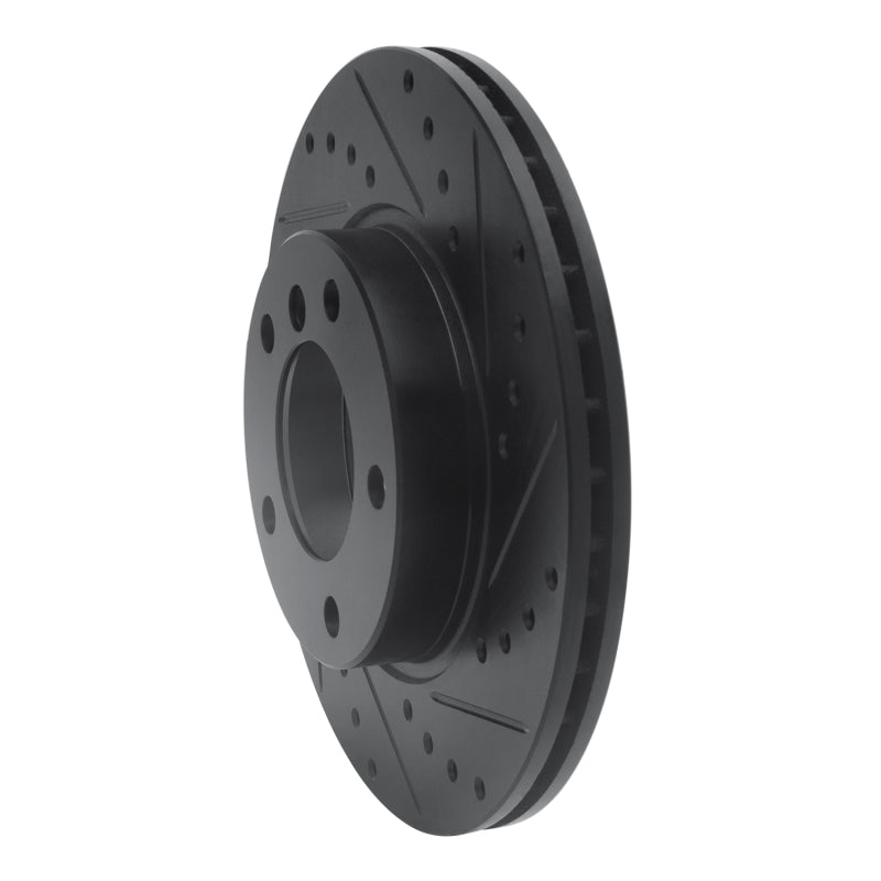R1 Concepts R1 91-06 BMW 328I Front Right Drilled & Slotted Black Brake Rotor