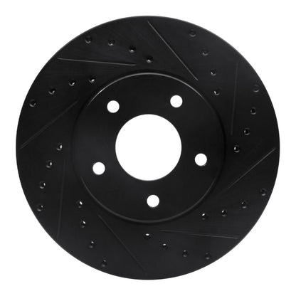 R1 Concepts R1 97-03 Jaguar Vanden Plas Front Right Drilled & Slotted Black Brake Rotor