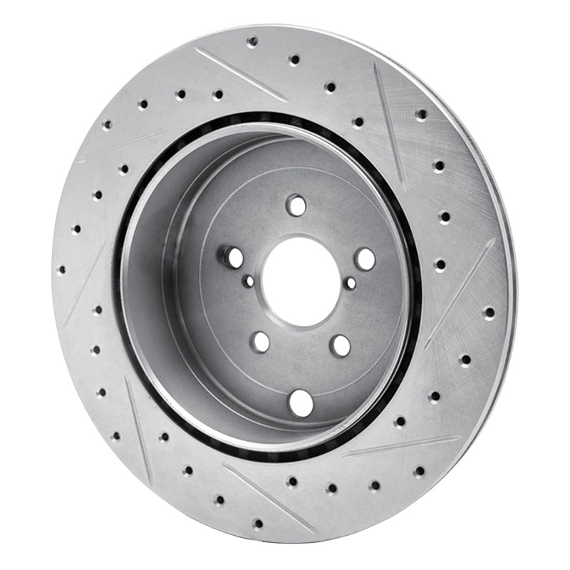 R1 Concepts R1 17-25 Subaru BRZ Rear Left Drilled & Slotted Silver Brake Rotor