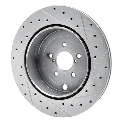 R1 Concepts R1 17-25 Subaru BRZ Rear Left Drilled & Slotted Silver Brake Rotor