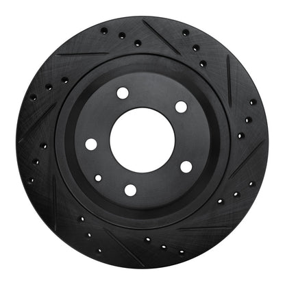 R1 Concepts R1 93-95 Mazda RX-7 Rear Right Drilled & Slotted Black Brake Rotor