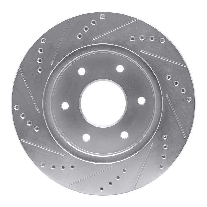 R1 Concepts R1 04-05 Infiniti QX56 Front Right Drilled & Slotted Silver Brake Rotor