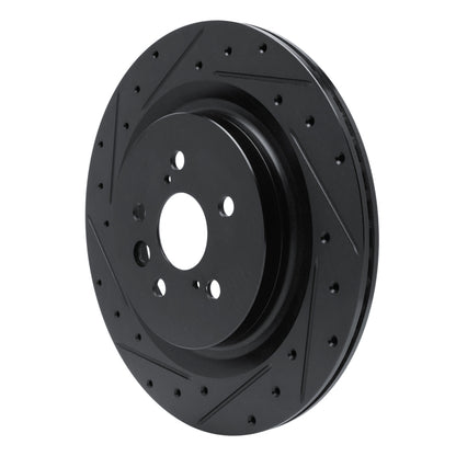 R1 Concepts R1 2020-2025 Lexus RX350 Rear Left Drilled & Slotted Black Brake Rotor