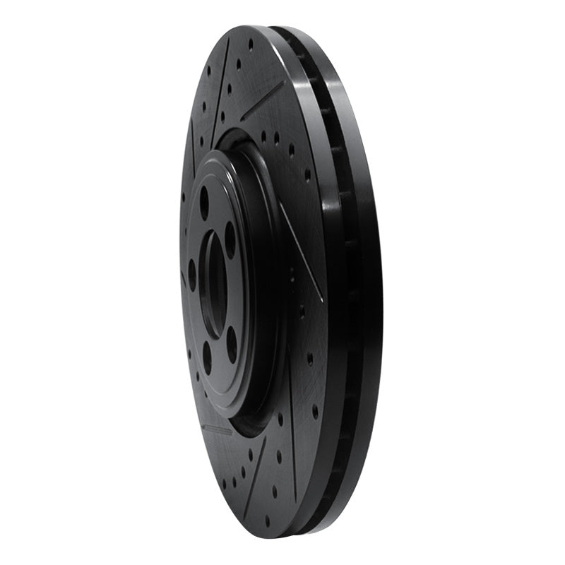 R1 Concepts R1 06-10 Jaguar XK Front Left Drilled & Slotted Black Brake Rotor