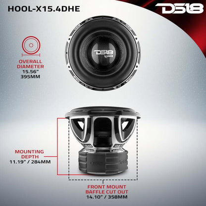 DS18 Hooligan High Excursion Subwoofer 15in 4000 Watts RMS 4 ohm DVC