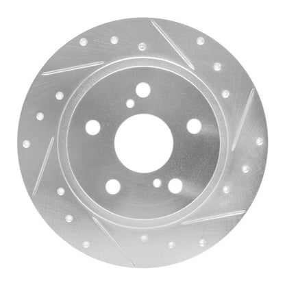 R1 Concepts R1 08-18 Pontiac Vibe Rear Right Drilled & Slotted Silver Brake Rotor