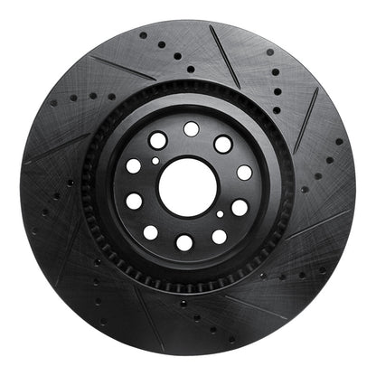 R1 Concepts R1 07-23 Lexus LS460 Front Left Drilled & Slotted Black Brake Rotor