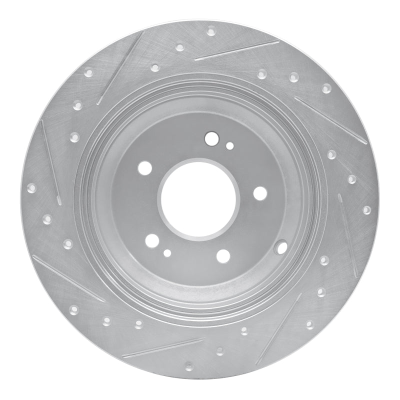 R1 Concepts R1 18-23 Genesis G70 Rear Right Drilled & Slotted Silver Brake Rotor