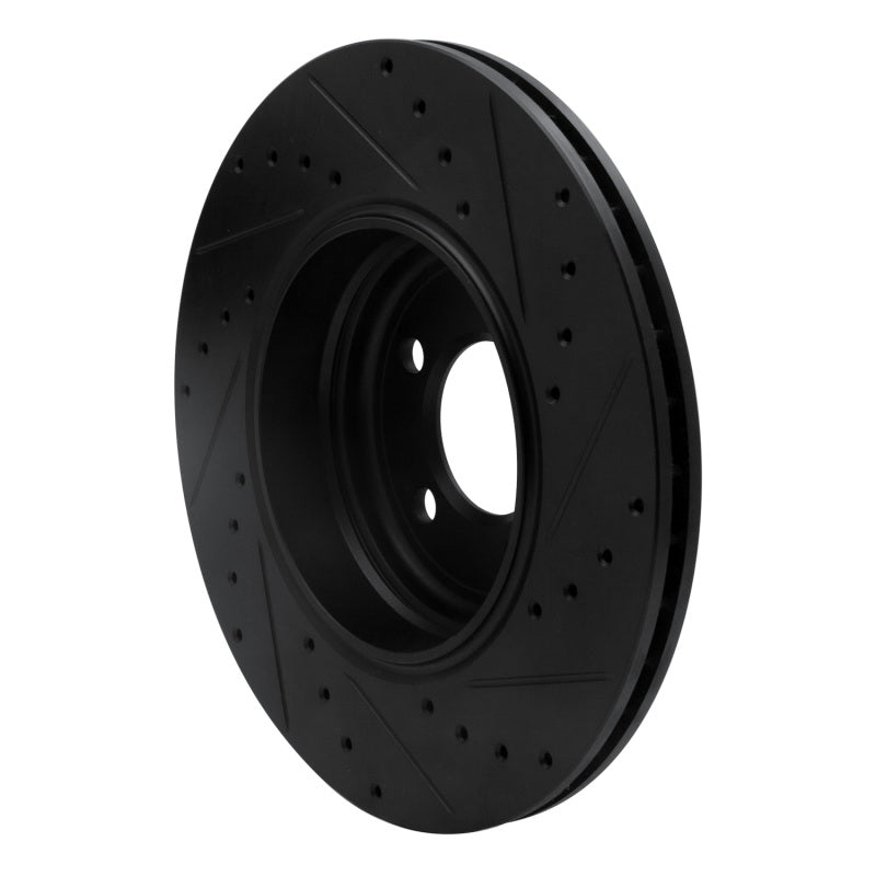 R1 Concepts R1 02-05 BMW 760LI Rear Left Drilled & Slotted Black Brake Rotor