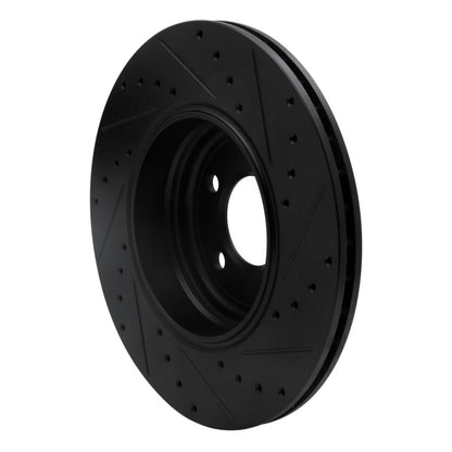 R1 Concepts R1 02-05 BMW 760LI Rear Left Drilled & Slotted Black Brake Rotor