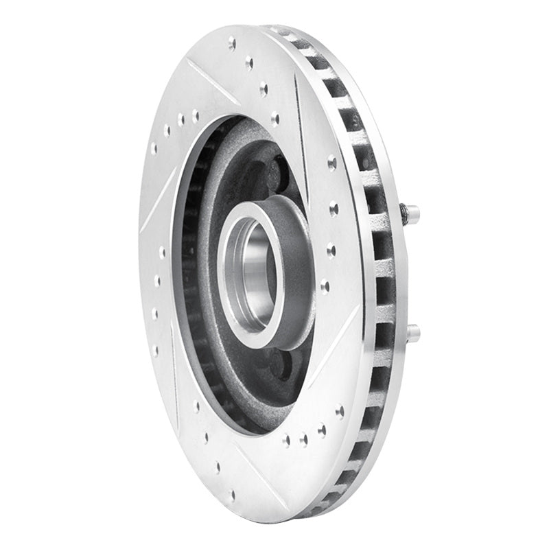 R1 Concepts R1 82-87 Ford Mustang Front Left Drilled & Slotted Silver Brake Rotor