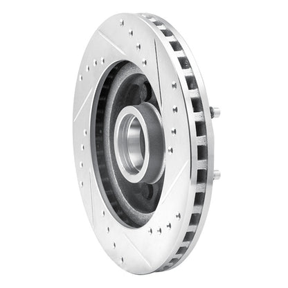 R1 Concepts R1 82-87 Ford Mustang Front Left Drilled & Slotted Silver Brake Rotor