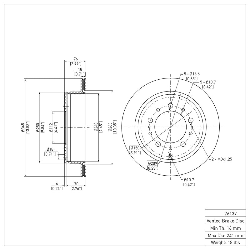 DFC 07-22 Lexus LX570 Rear Brake Rotor