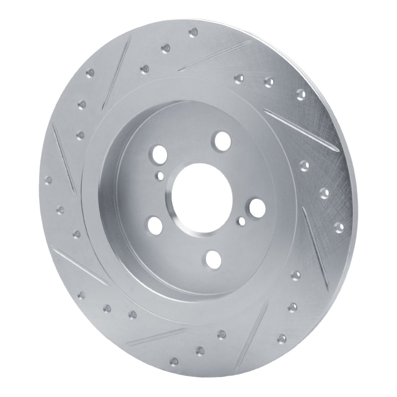 R1 Concepts R1 11-17 Lexus CT200H Rear Right Drilled & Slotted Silver Brake Rotor