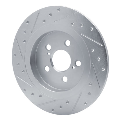 R1 Concepts R1 11-17 Lexus CT200H Rear Right Drilled & Slotted Silver Brake Rotor