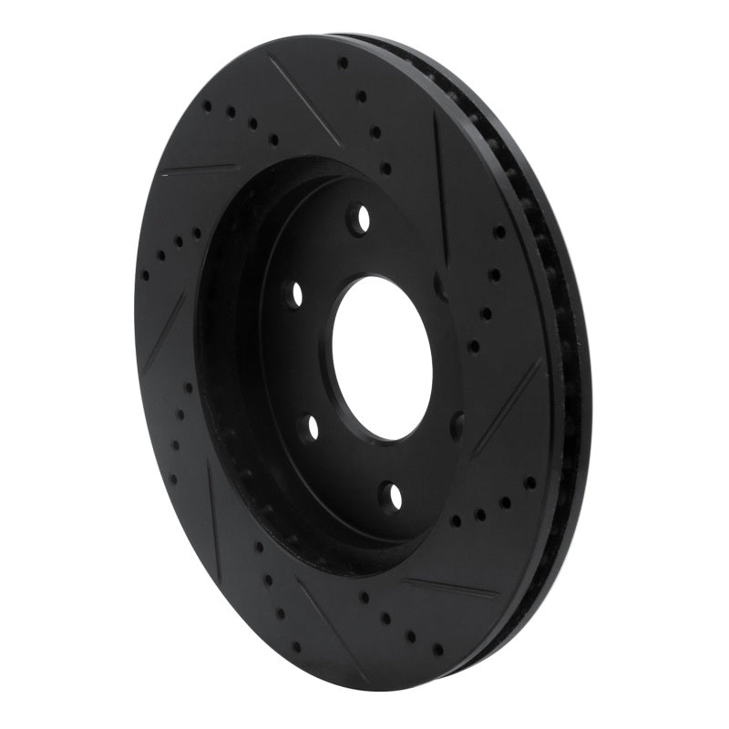 R1 Concepts R1 04-05 Infiniti QX56 Front Left Drilled & Slotted Black Brake Rotor