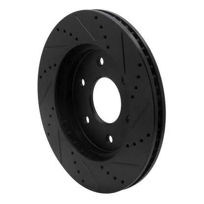 R1 Concepts R1 04-05 Infiniti QX56 Front Left Drilled & Slotted Black Brake Rotor