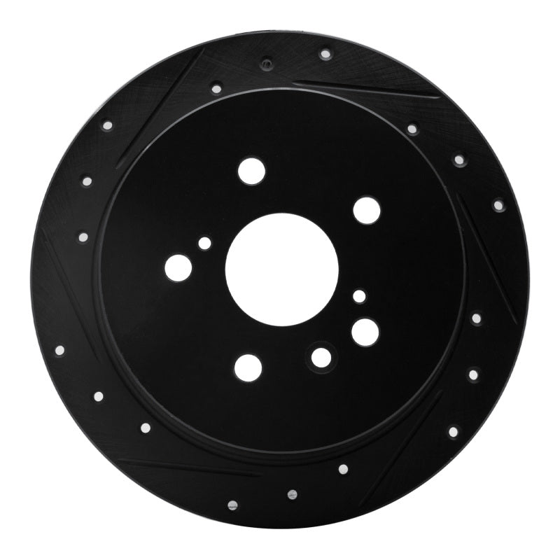 R1 Concepts R1 04-09 Lexus RX350 Rear Left Drilled & Slotted Black Brake Rotor