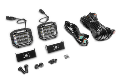 Go Rhino Xplor Bright Series Sideline Cube LED Flood Light Kit (Surface Mount) 4x3 - Blk (Pair)
