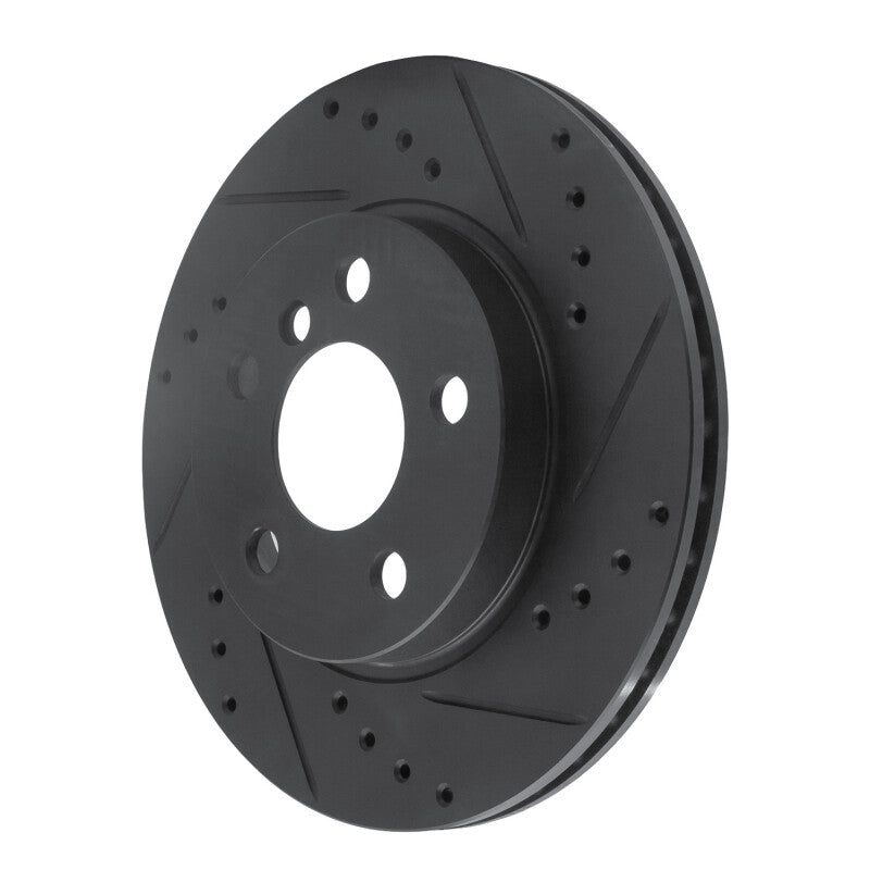 R1 Concepts R1 14-21 BMW i3 Front Right Drilled & Slotted Black Brake Rotor
