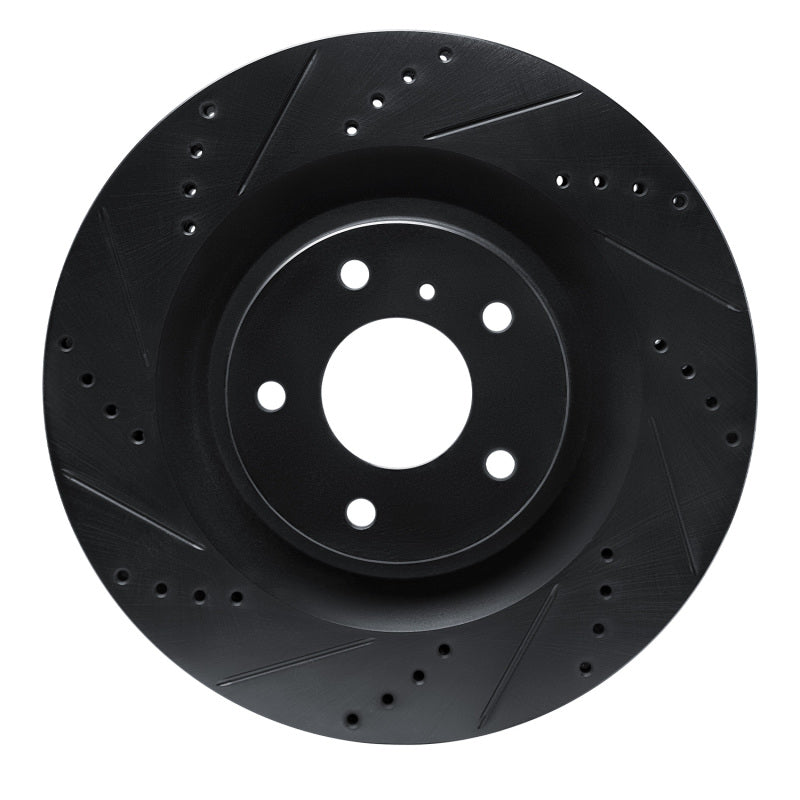 R1 Concepts R1 19-24 Infiniti QX55 Front Left Drilled & Slotted Black Brake Rotor