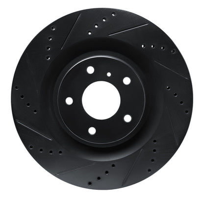 R1 Concepts R1 19-24 Infiniti QX55 Front Left Drilled & Slotted Black Brake Rotor
