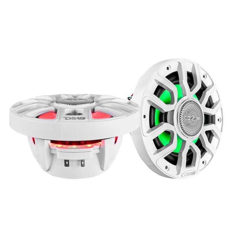 DS18 Marine 8in 2-Way 175 Watts RMS 4 ohm Digital LED Lights Bullet Tweeter Covers Included White