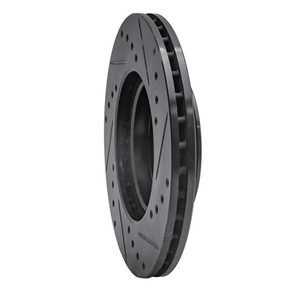 R1 Concepts R1 06-12 Dodge Attitude (Mexico) Front Left Drilled & Slotted Black Brake Rotor