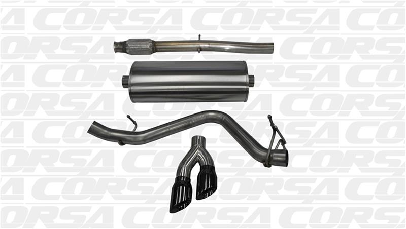 CORSA Performance Corsa 14-19 GMC Sierra/Chevy Silv 1500 Crew Cab/Short Bed 5.3L V8 Black Sport Single Side CB Exhaust