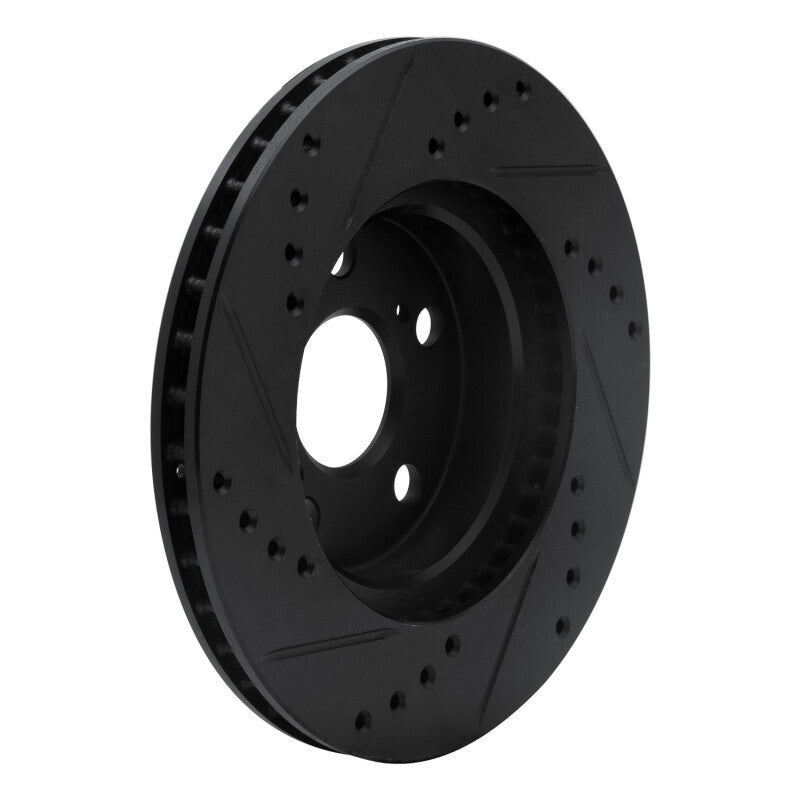 R1 Concepts R1 04-09 Toyota Prius Front Right Drilled & Slotted Black Brake Rotor