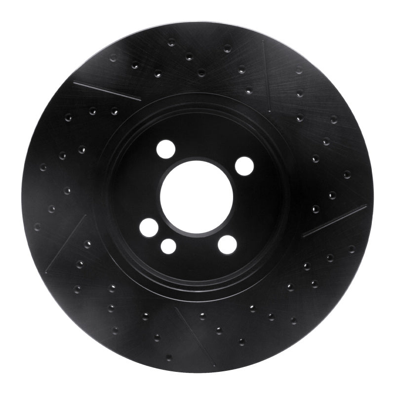 R1 Concepts R1 07-15 Mini Cooper Clubman Front Drilled & Slotted Black Brake Rotor