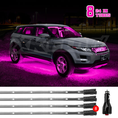 XKGLOW XK Glow Tube Single Color Underglow LED Accent Light Car/Truck Kit Pink - 8x24In