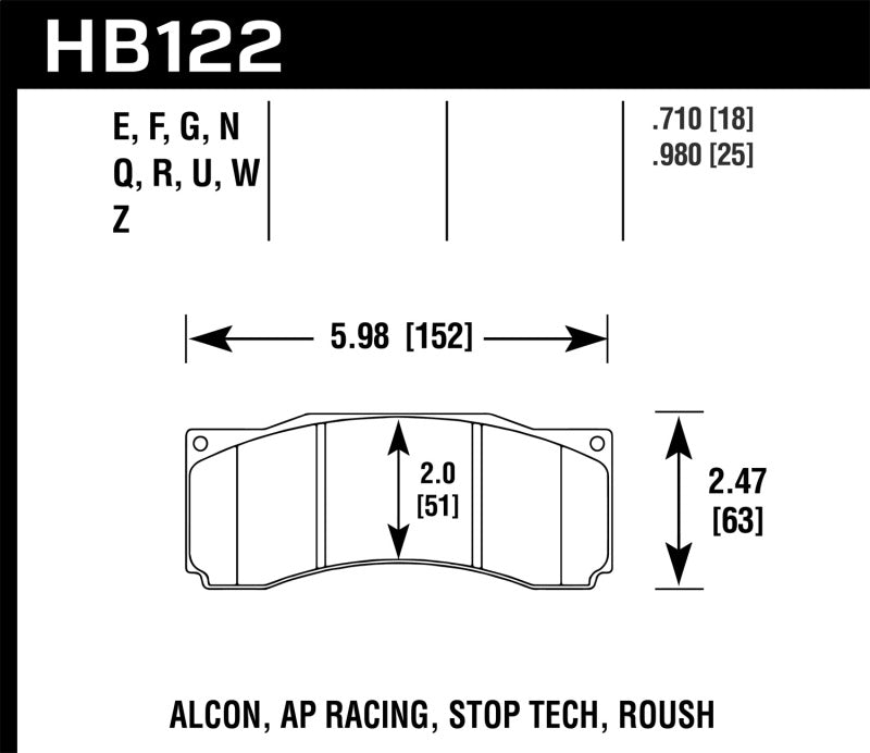 Hawk Performance Hawk Stoptech ST-60 Caliper DTC-60 Race Brake Pads