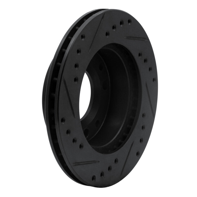 R1 Concepts R1 86-88 Mazda RX-7 Front Right Drilled & Slotted Black Brake Rotor