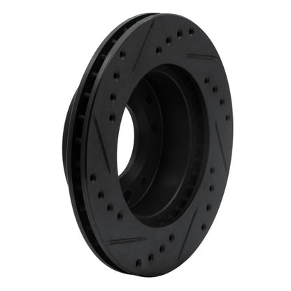 R1 Concepts R1 86-88 Mazda RX-7 Front Right Drilled & Slotted Black Brake Rotor