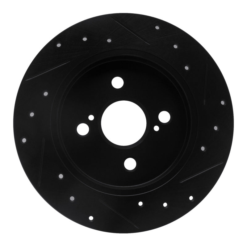 R1 Concepts R1 12-18 Toyota Yaris (USA/Canada) Rear Left Drilled & Slotted Black Brake Rotor