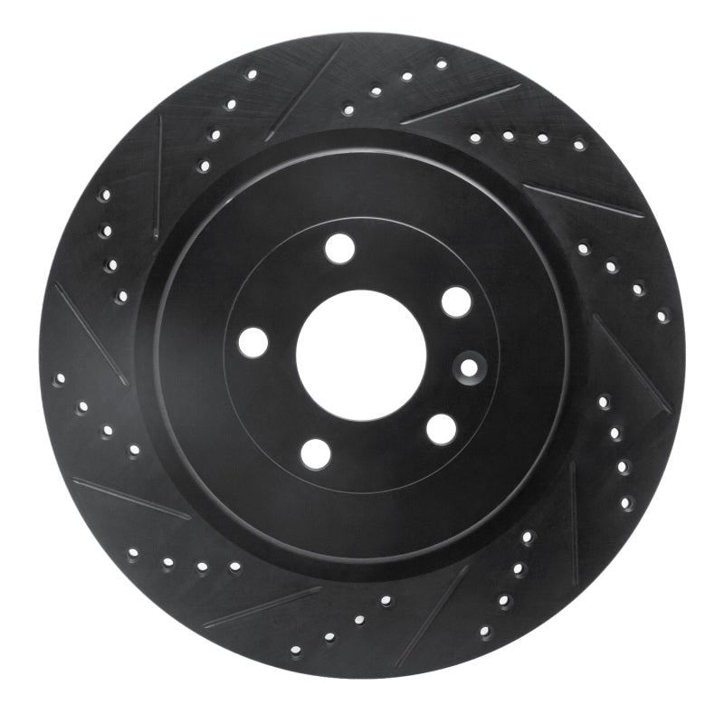 R1 Concepts R1 13-19 Ford Police Interceptor Sedan Rear Left Drilled & Slotted Black Brake Rotor