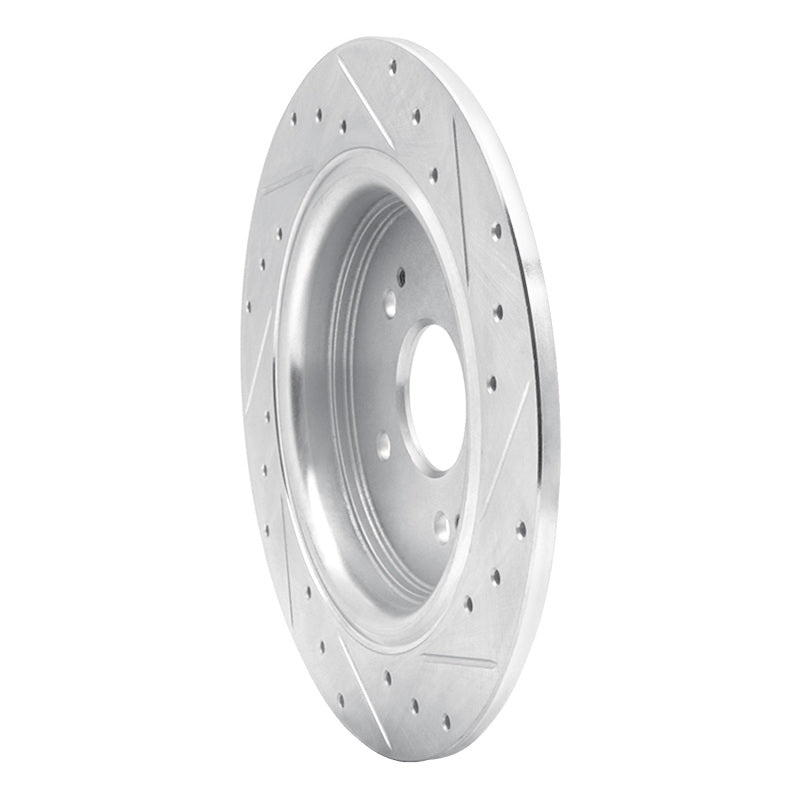 R1 Concepts R1 15-25 Acura TLX Rear Left Drilled & Slotted Silver Brake Rotor