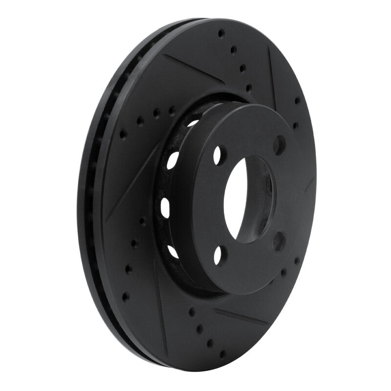 R1 Concepts R1 90-98 Audi Cabriolet Front Right Drilled & Slotted Black Brake Rotor